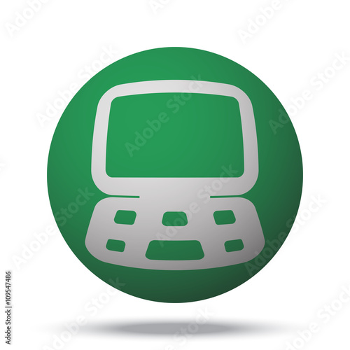 White Computer web icon on green sphere ball