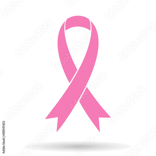 Pink ribbon, breast cancer awareness symbol, isolated on white background, stylish vector illustration, eps10.