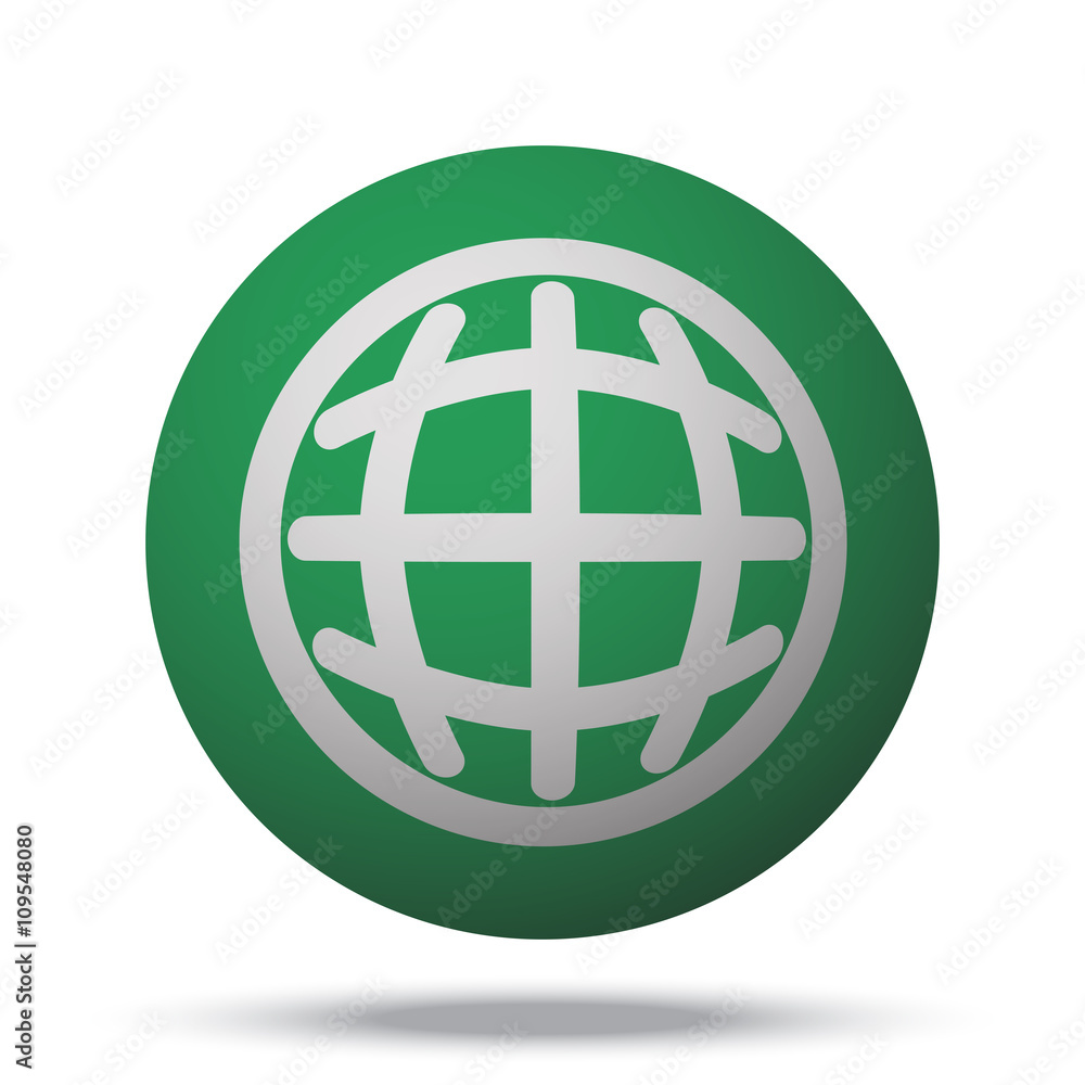 White International web icon on green sphere ball White International web icon on green sphere ball