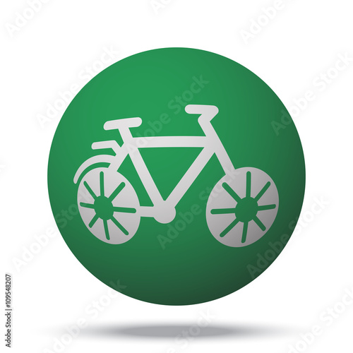 White Bicycle web icon on green sphere ball