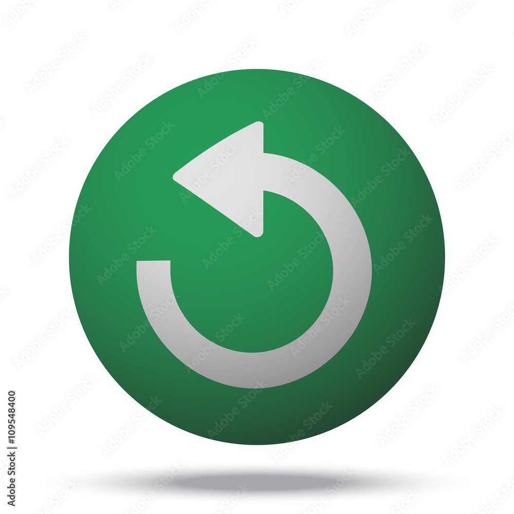 White Undo web icon on green sphere ball White Undo web icon on green sphere ball