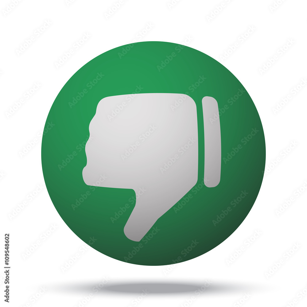 White Thumb Down web icon on green sphere ball White Thumb Down web icon on green sphere ball