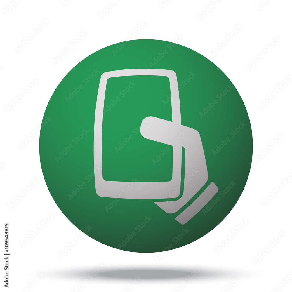 White Smartphone web icon on green sphere ball White Smartphone web icon on green sphere ball