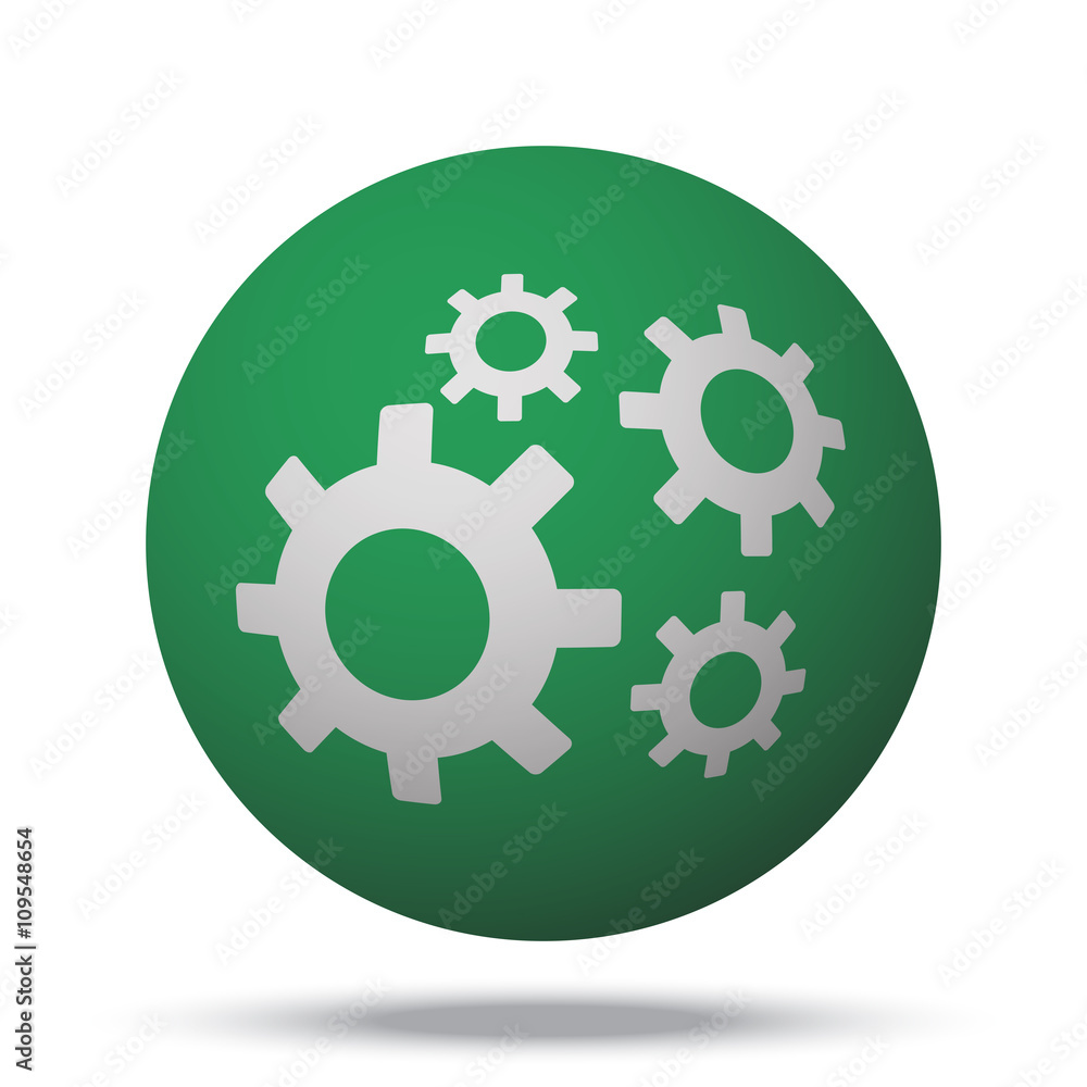 White Process web icon on green sphere ball White Process web icon on green sphere ball