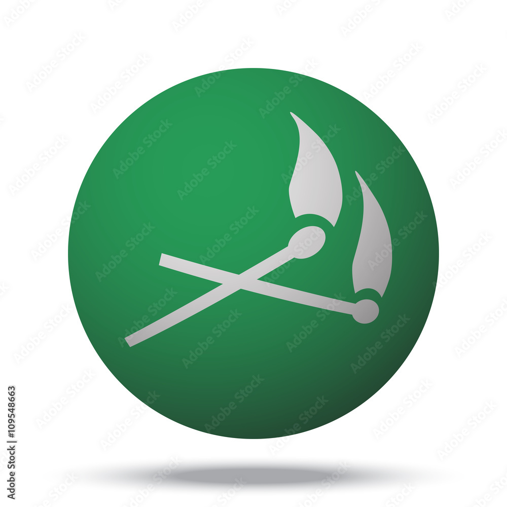 White Matches web icon on green sphere ball White Matches web icon on green sphere ball