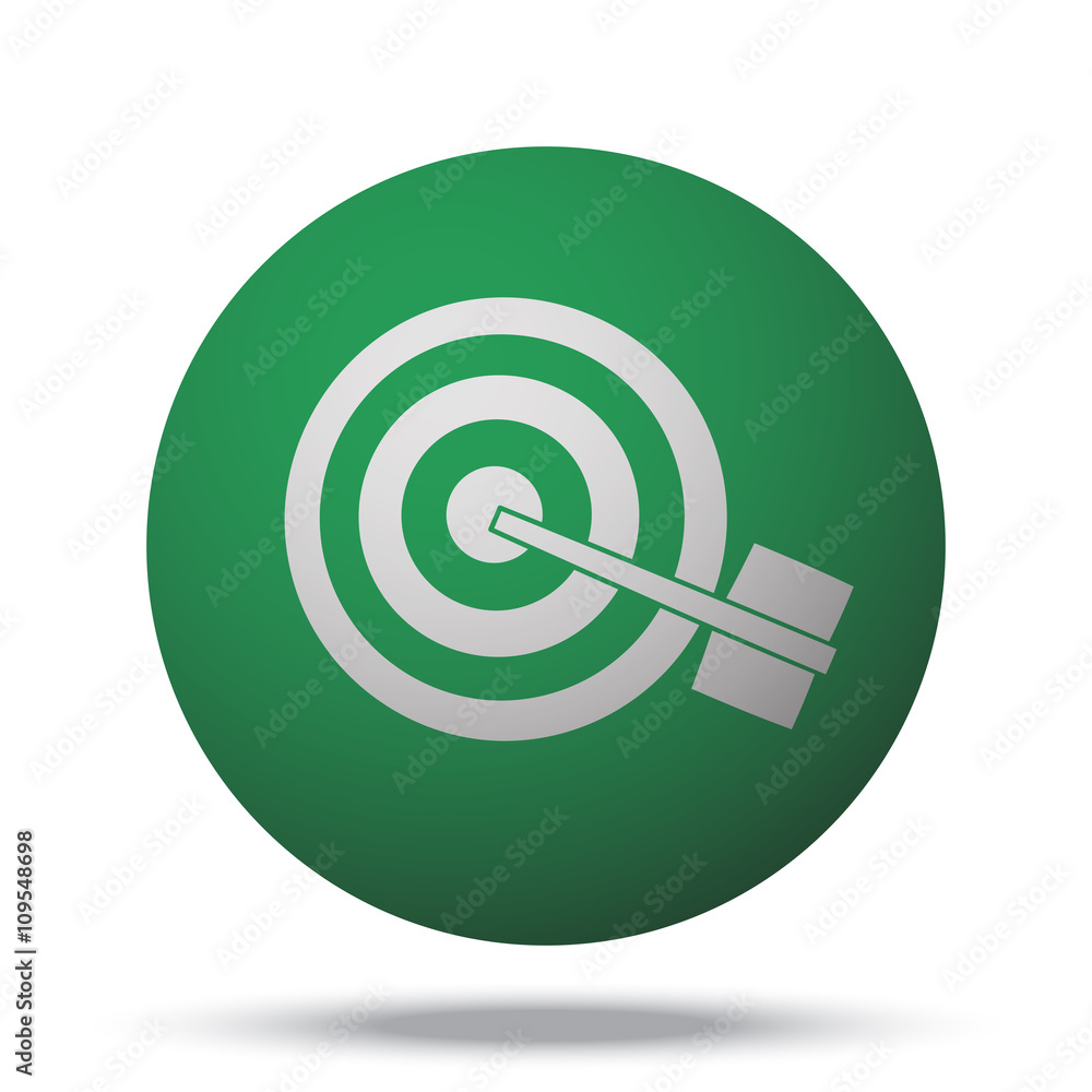 White Target web icon on green sphere ball White Target web icon on green sphere ball