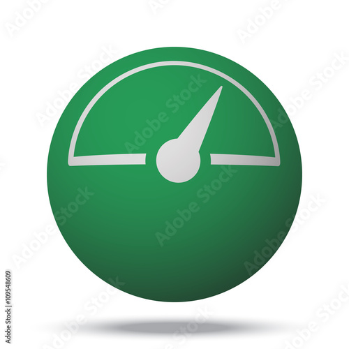 White Speed Meter web icon on green sphere ball