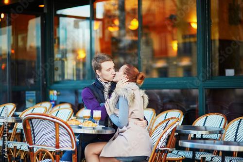 Young romantic couple in cafe in Paris  France