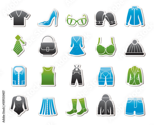 Fashion and clothing and accessories icons - vector icon set