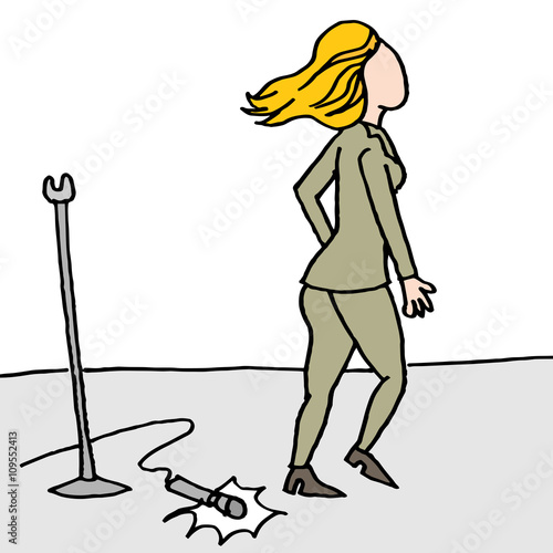 Businesswoman dropping the microphone