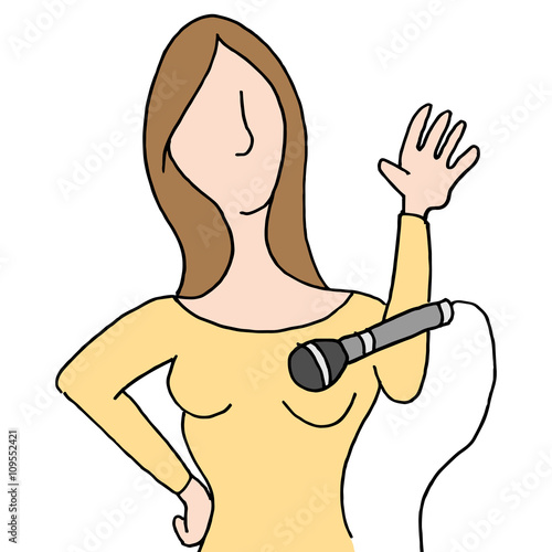 Young woman dropping the microphone