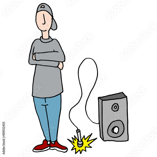 Young teenager dropping the microphone