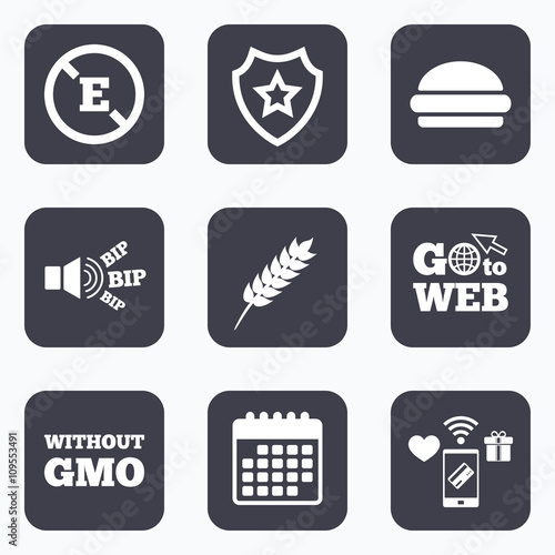 Food additive icon. Hamburger fast food sign.