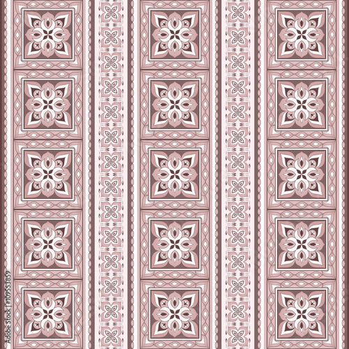 Filigree seamless pink brown border.