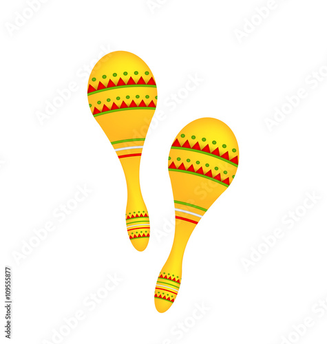 Pair Colorful Maracas Isolated on White Background photo