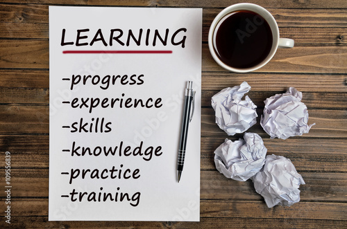 Learning word on paper