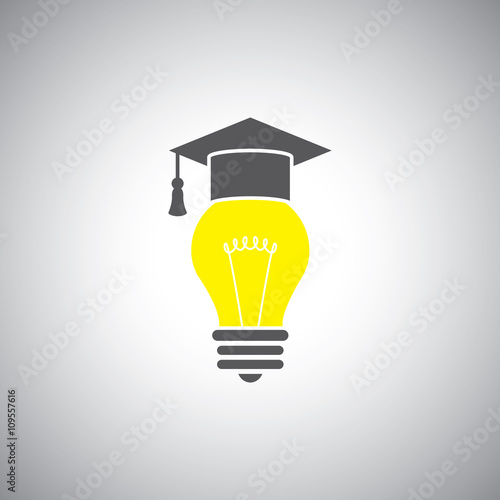 education icon. vector illustration graduation cap and light bul