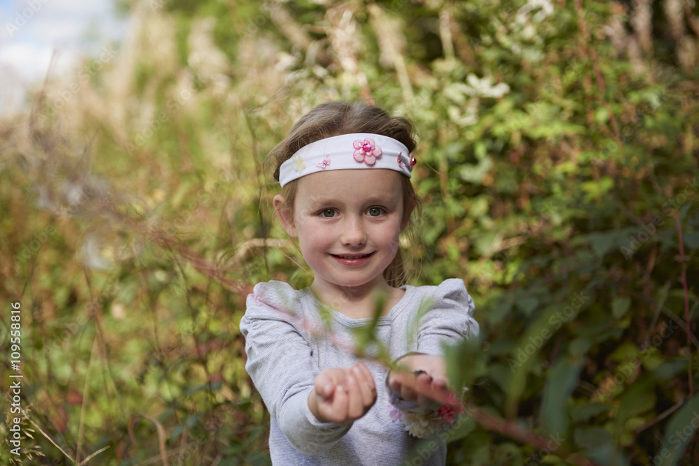 Young girl in rural setting, exploring Young girl in rural setting, exploring