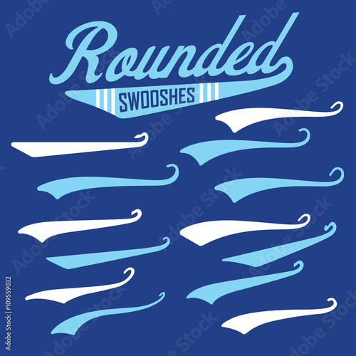 Vector Swooshes, Swishes, Whooshes, and Swashes for Typography on Retro or Vintage Baseball Tail Tee shirt