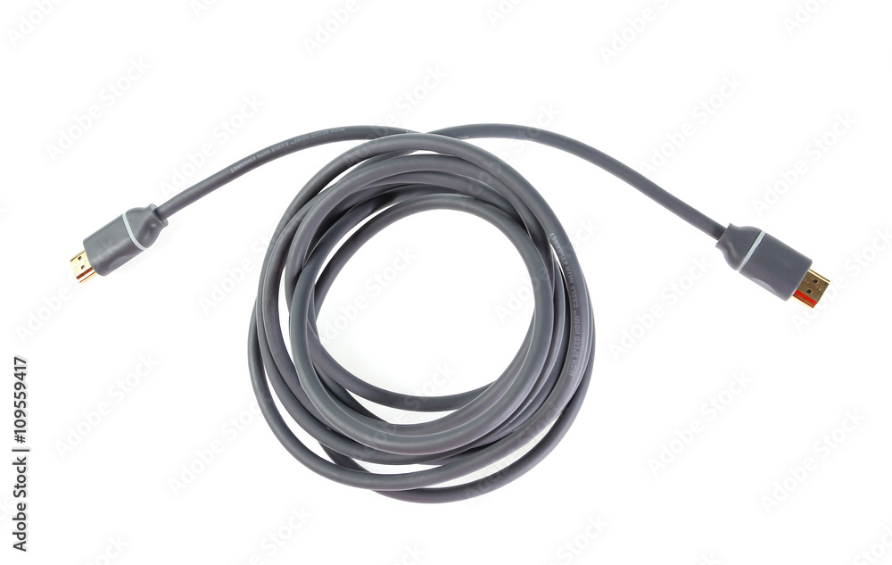 HDMI cable isolated on a white background HDMI cable isolated on a white background