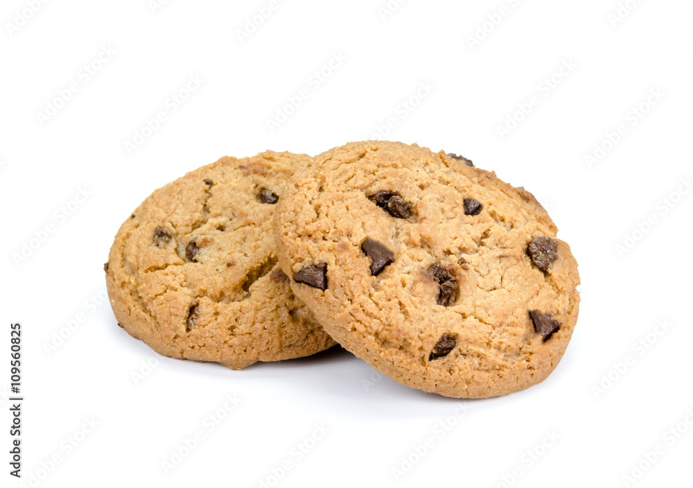 Chocolate chip cookies isolated on white background. Chocolate chip cookies isolated on white background.