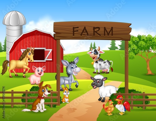 Farm background with animals 