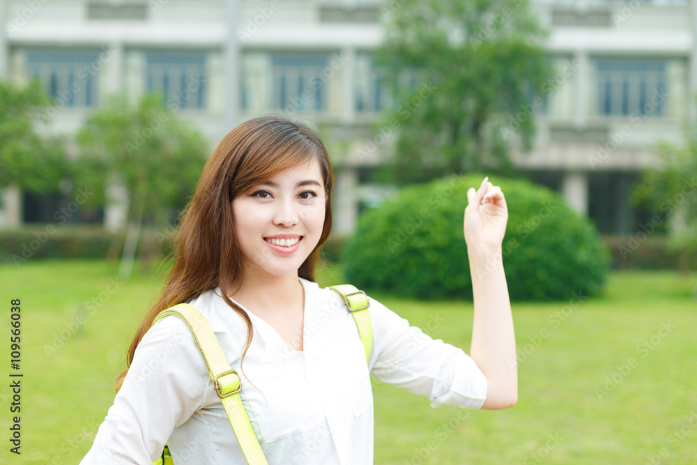 young beautiful asian girl in school