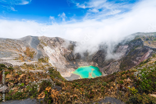 Irazu Volcano to the emerald lake in the crater. Central America. Costa Rica photo