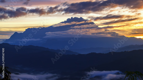 Mount Kinabalu during sunrise   View of Mount Kinabalu in the morning  