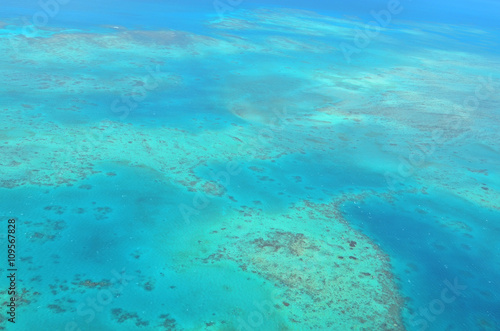 Aerial view of Oystaer coral reef at the Great Barrier Reef Que