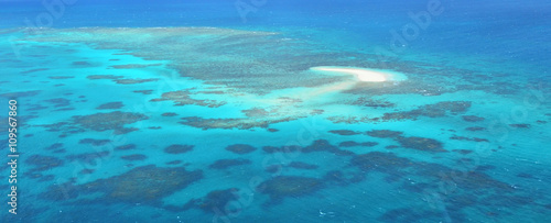 Aerial view of Oystaer coral reef at the Great Barrier Reef Que