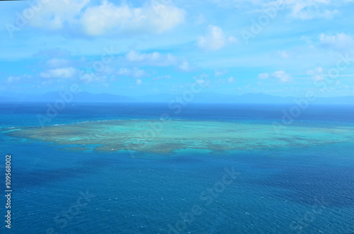 Aerial view of Upolu coral reef at the Great Barrier Reef Queen