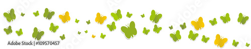 Schmetterlinge Grün Gelb Welle Wellen Band Banner