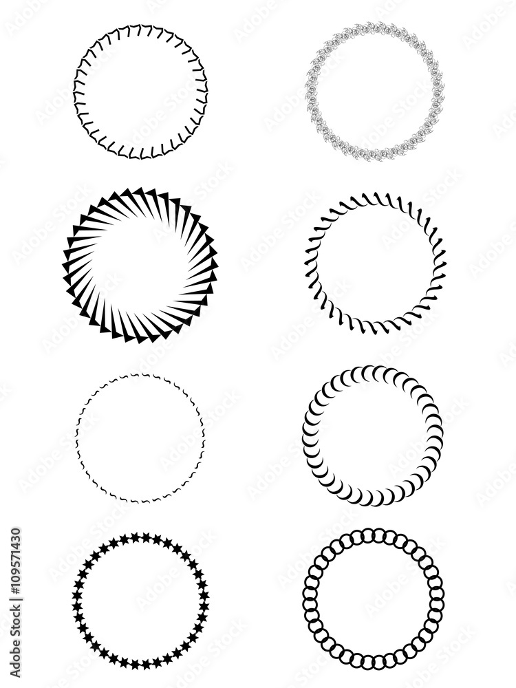 Vector set or round frames. Set of round and circular decorative patterns for design frameworks and banners Vector set or round frames. Set of round and circular decorative patterns for design frameworks and banners