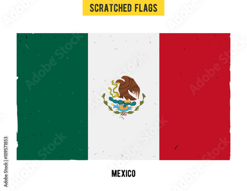 Mexican grunge flag with little scratches on surface. A hand drawn scratched flag of Mexico with a easy grunge texture. Vector modern flat design