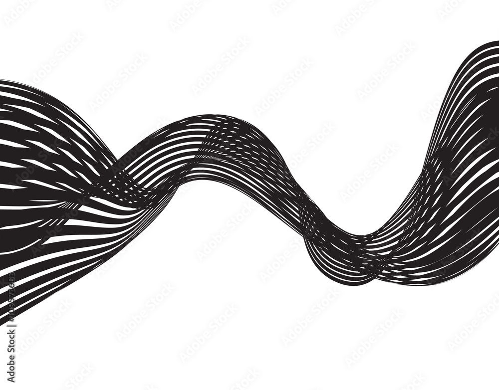 Fototapeta premium Abstract grey wave isolated on white background. Vector illustra