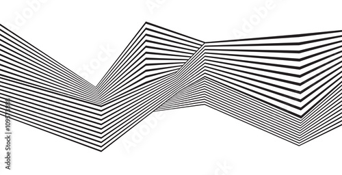 optical art, opart striped wavy background. abstract waves black