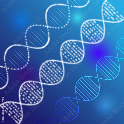 Vector clipart of shining DNA chain. Luminous DNA on the lighting background. 