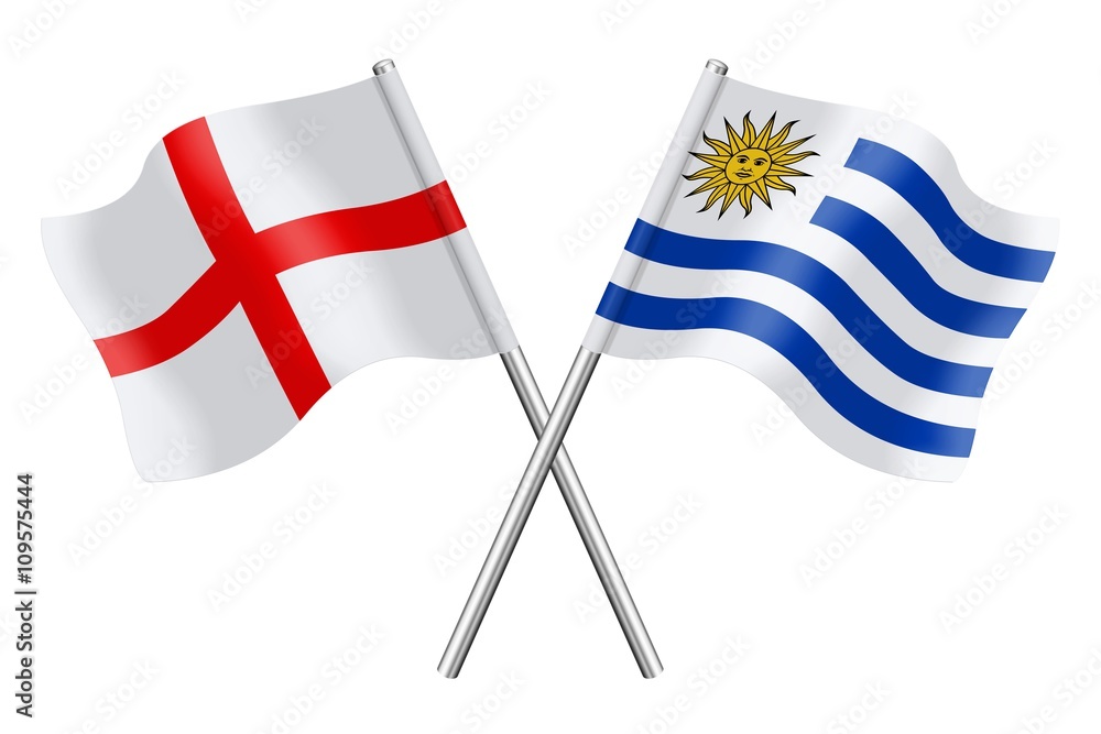 Fototapeta premium Flags: England and Uruguay
