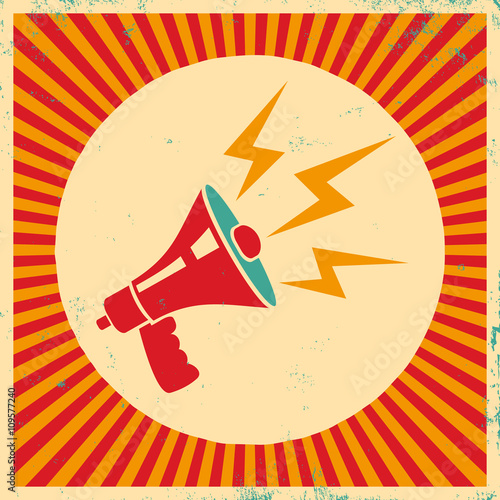 Poster with retro megaphone