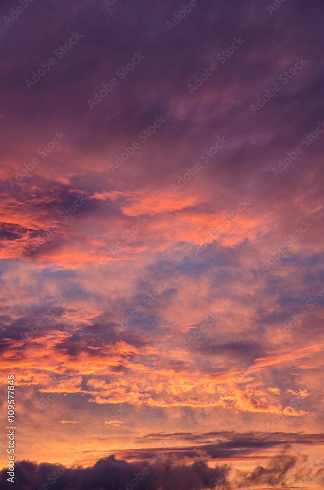 saturated colors colorful sunset . Summers are warm and beautiful sunset . Clouds filled with different colors of the rainbow . the sky as if drawn by an artist's brush