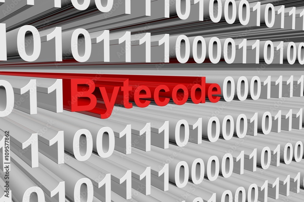 bytecode in the form of binary code, 3D illustration