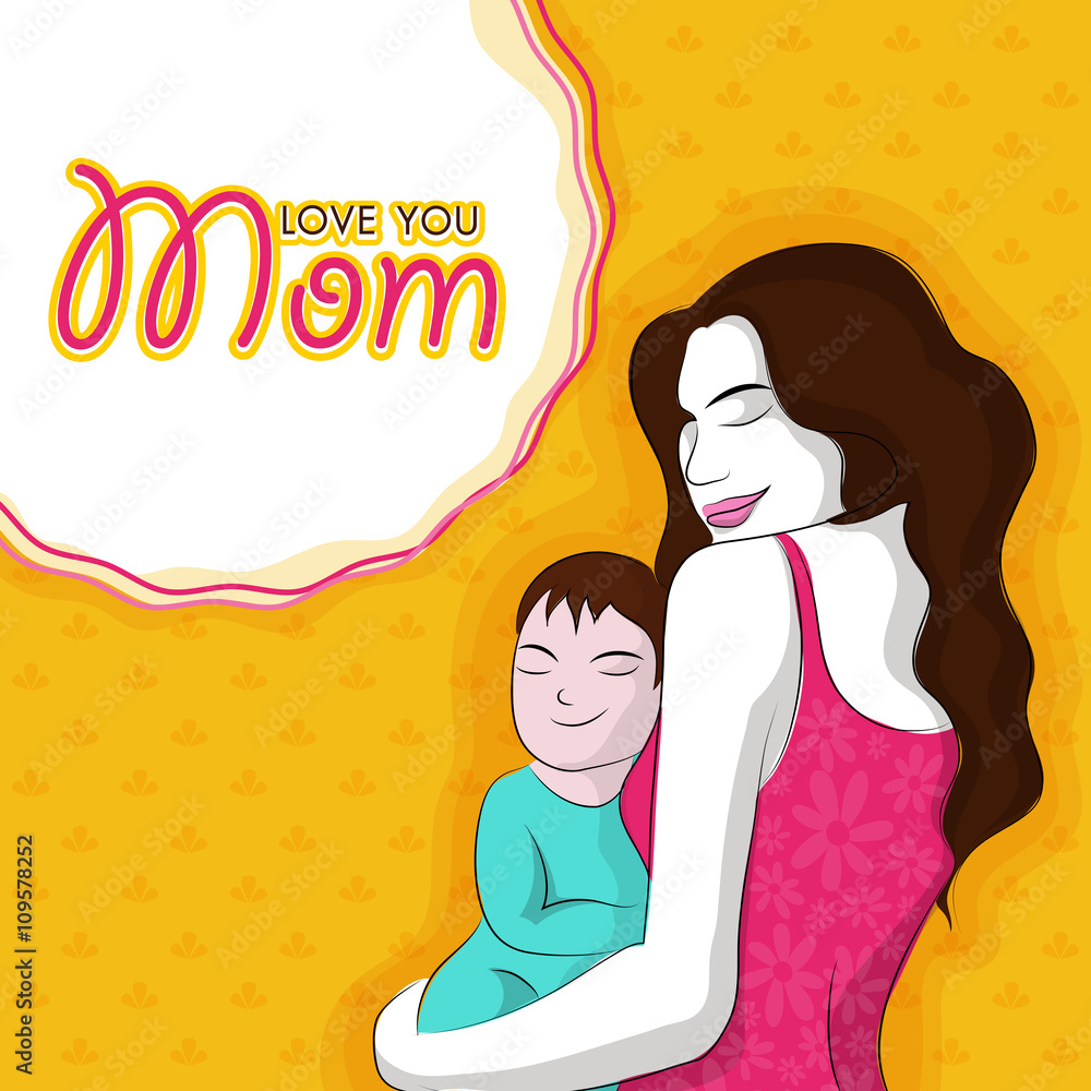 Cute Son celebrating and wishing Mother's Day to his Mom.