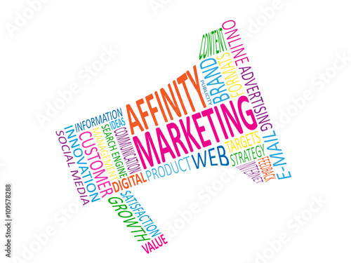 AFFINITY MARKETING Vector Tag Cloud with Loudspeaker Icon