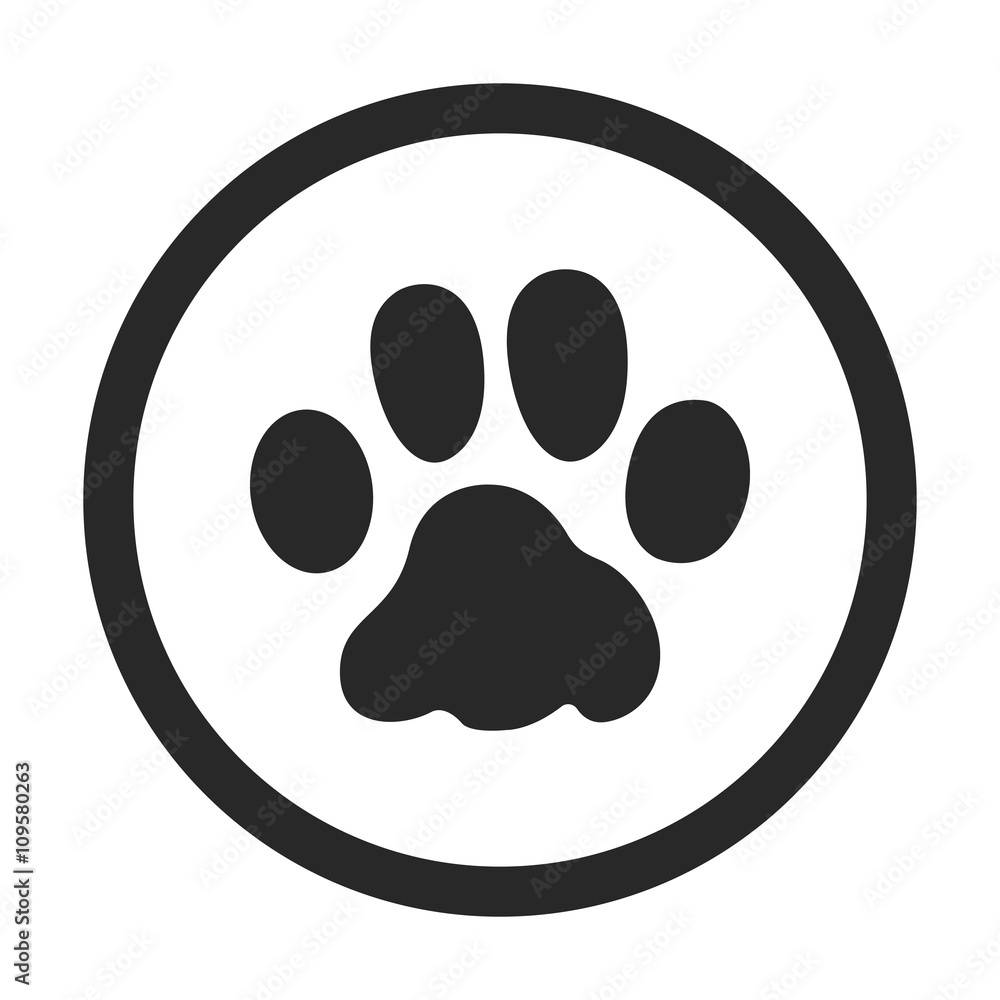 Pet cat paw print sign simple icon on background Pet cat paw print sign simple icon on background