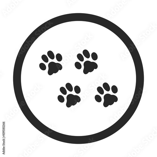 Pet cat paw print sign simple icon on background