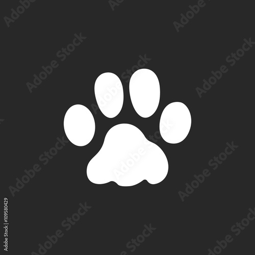Pet cat paw print sign simple icon on background