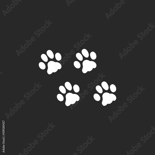 Pet cat paw print sign simple icon on background