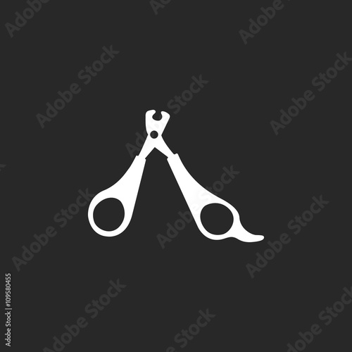 Pet nail clippers sign simple icon on background