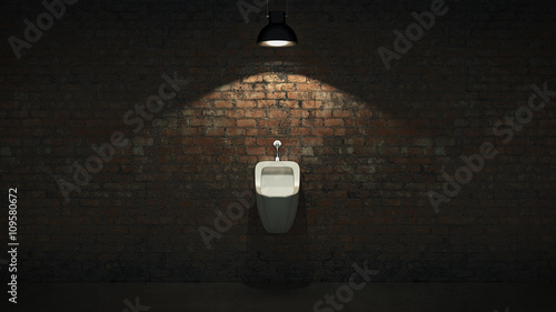 urinals in empty public restroom. 3d rendering photo
